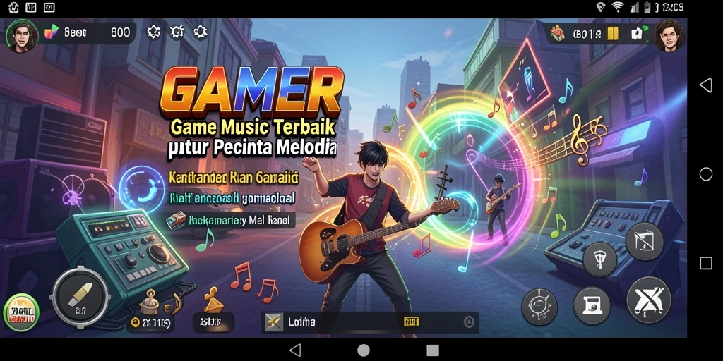 Tampilan gameplay GAMERP yang menarik saat memainkan musik.