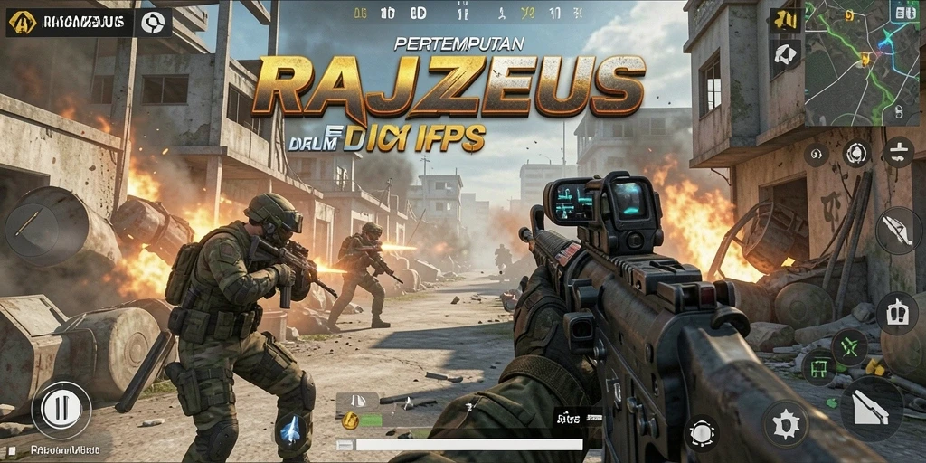 Gameplay RAJAZEUS menampilkan aksi tembak-menembak yang intens.