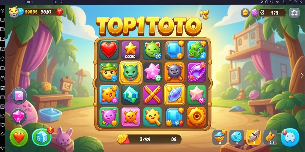 Tangkapan layar gameplay seru dari TOP1TOTO dengan level Match-3 yang menantang.