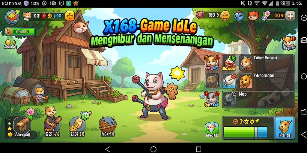 Screenshot X168 menampilkan karakter yang beraksi dalam gameplay Idle yang seru.